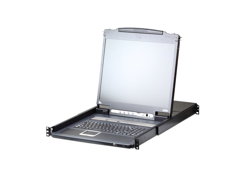 Aten Rackmount KVM Switch Over IP Single Rail 16 Port VGA PS/2-USB w/ 19' LCD Display, 2x Custom KVM Cables, 1280x1024@75hz Display, LED Illumination Aten Rackmount KVM Switch Over IP Single Rail 16 Port VGA PS/2-USB w/ 19' LCD Display, 2x Custom KVM Cables, 1280x1024@75hz Display, LED Illumination